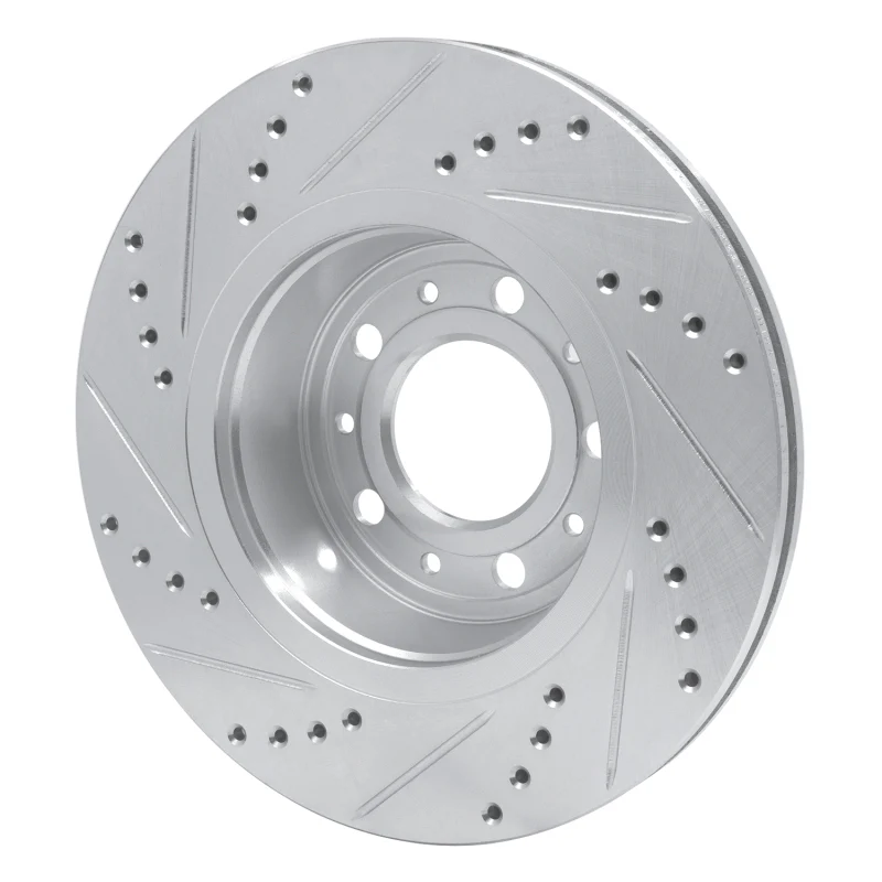 R1 82-92 Volvo 780 Front Right Drilled & Slotted Silver Brake Rotor - Image 4