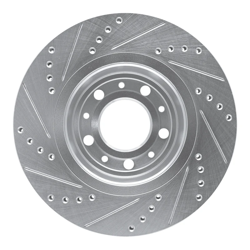R1 82-92 Volvo 780 Front Right Drilled & Slotted Silver Brake Rotor - Image 5