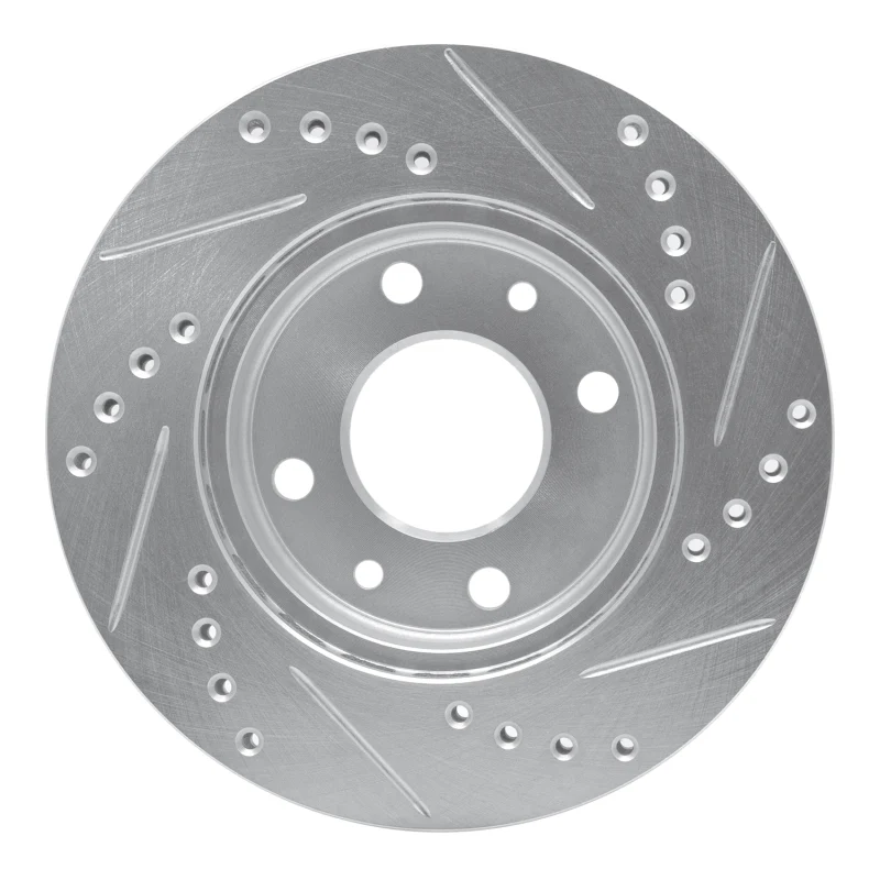 R1 83-85 Renault R18I Front Left Drilled & Slotted Silver Brake Rotor - Image 3