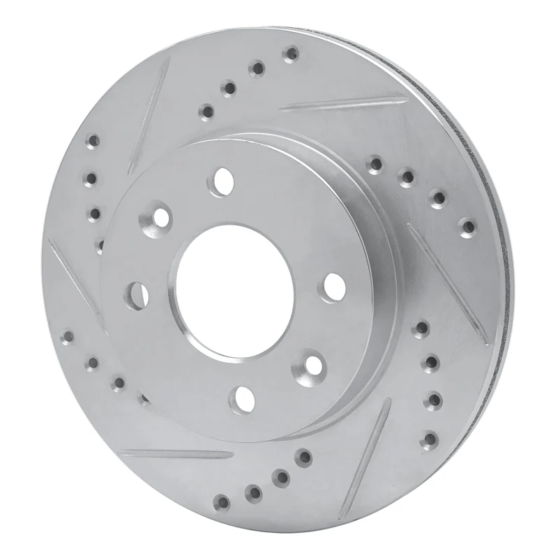 R1 83-85 Renault R18I Front Left Drilled & Slotted Silver Brake Rotor - Image 4
