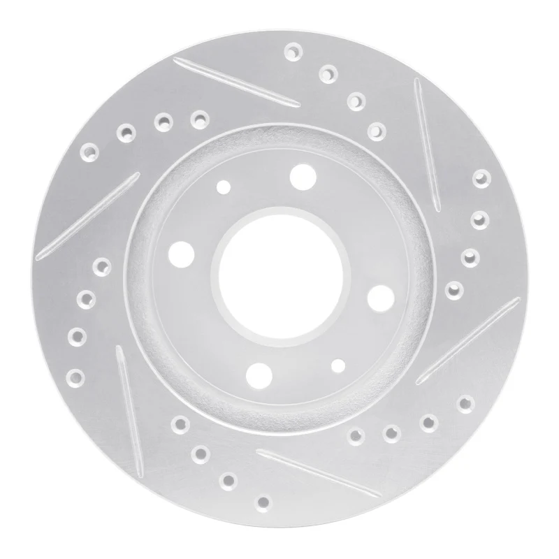 R1 83-87 Honda Prelude Front Left Drilled & Slotted Silver Brake Rotor - Image 2