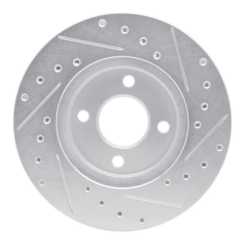 R1 83-88 Chrysler E CLASS Front Left Drilled & Slotted Silver Brake Rotor - Image 2