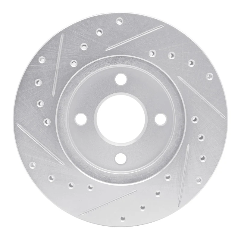 R1 83-88 Chrysler Executive Sedan Front Right Drilled & Slotted Silver Brake Rotor - Image 2