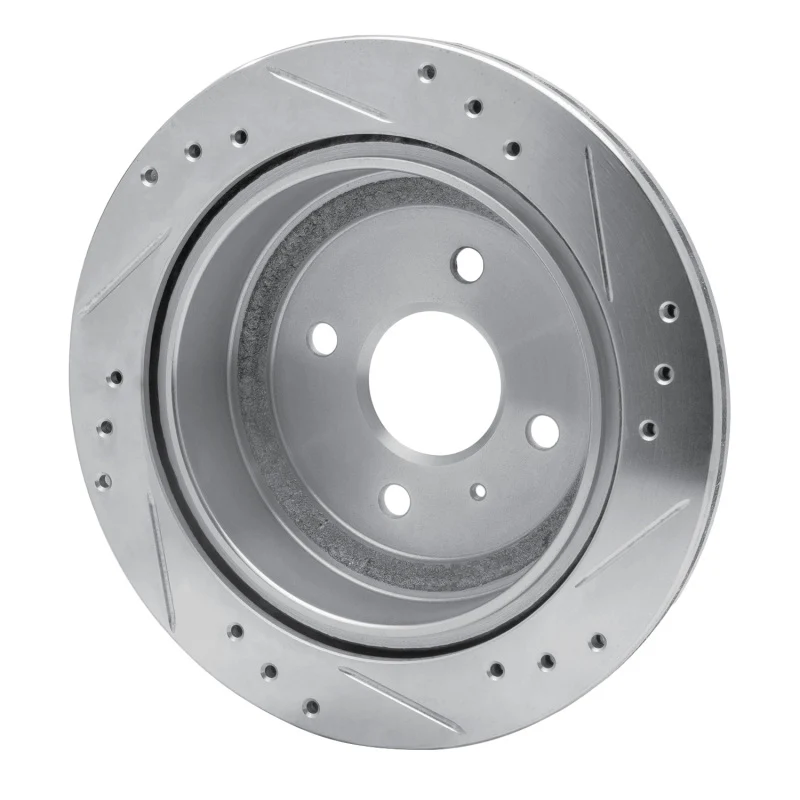 R1 83-89 Isuzu Impulse Rear Left Drilled & Slotted Silver Brake Rotor - Image 3