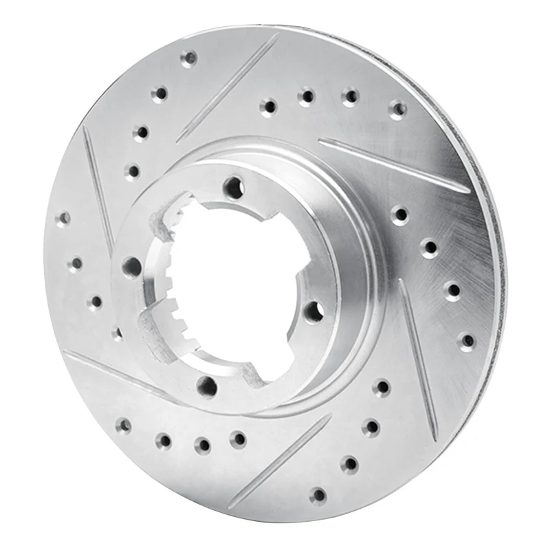 R1 83-89 Subaru STANDARD Front Left Drilled & Slotted Silver Brake Rotor - Image 4