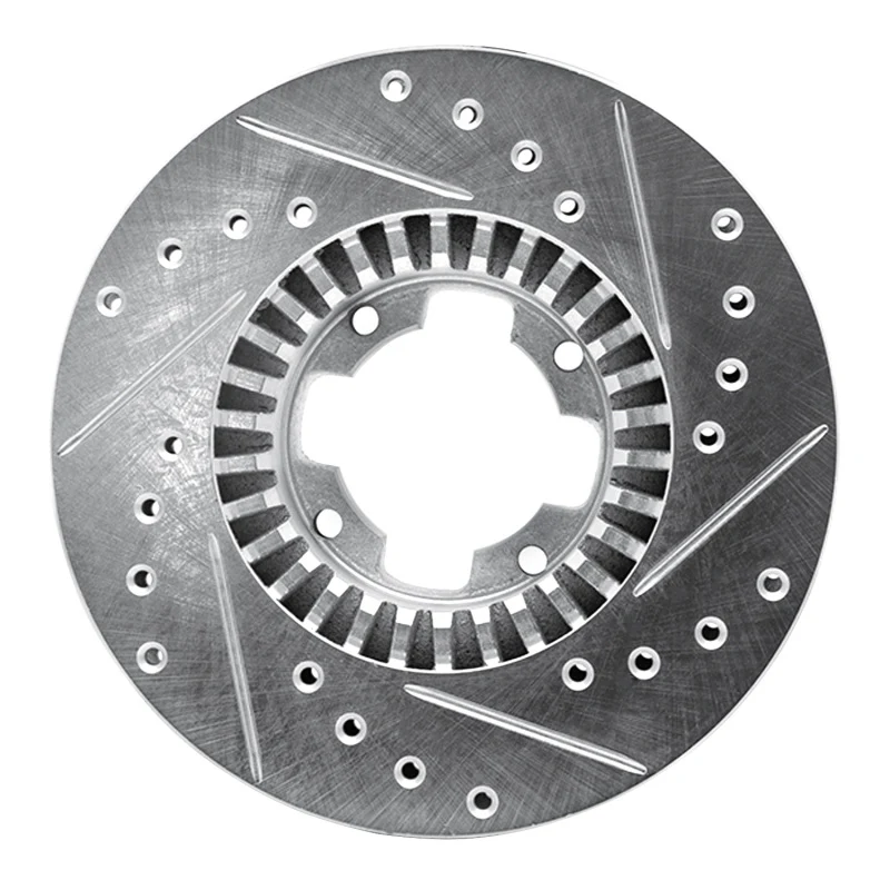 R1 83-89 Subaru STANDARD Front Left Drilled & Slotted Silver Brake Rotor - Image 5