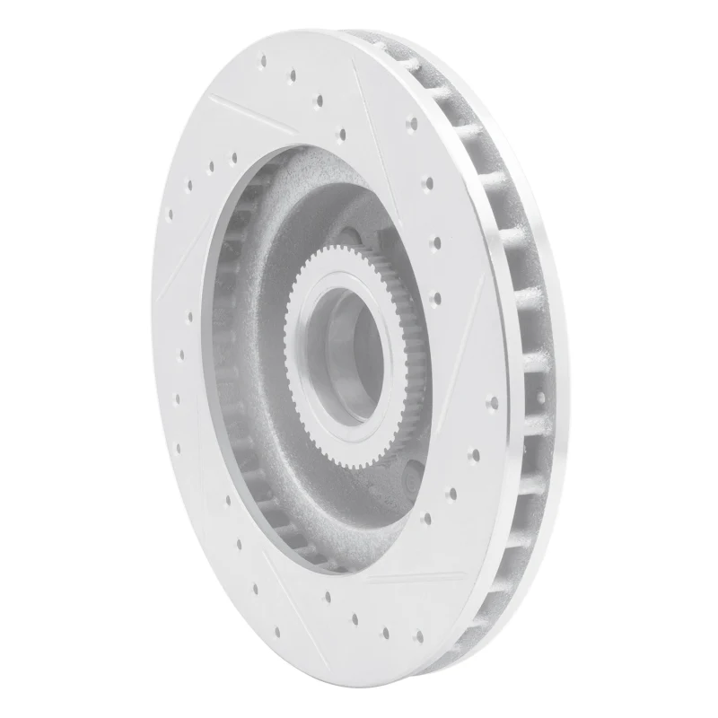 R1 83-92 Chevrolet G20 Front Left Drilled & Slotted Silver Brake Rotor - Image 2