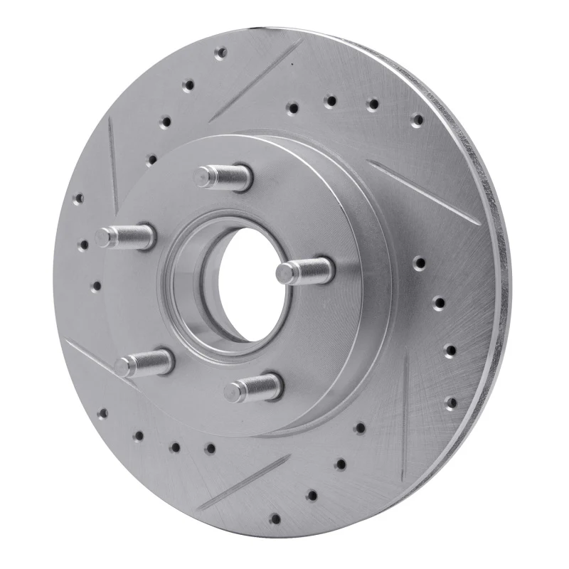 R1 83-92 Ford BRONCO II Front Left Drilled & Slotted Silver Brake Rotor - Image 3