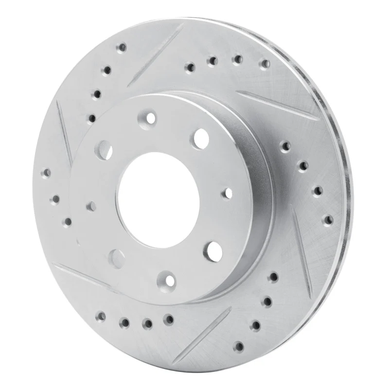 R1 84-06 Honda CRX Front Left Drilled & Slotted Silver Brake Rotor - Image 4