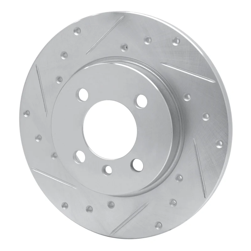 R1 84-85 BMW 318I Front Left Drilled & Slotted Silver Brake Rotor - Image 2