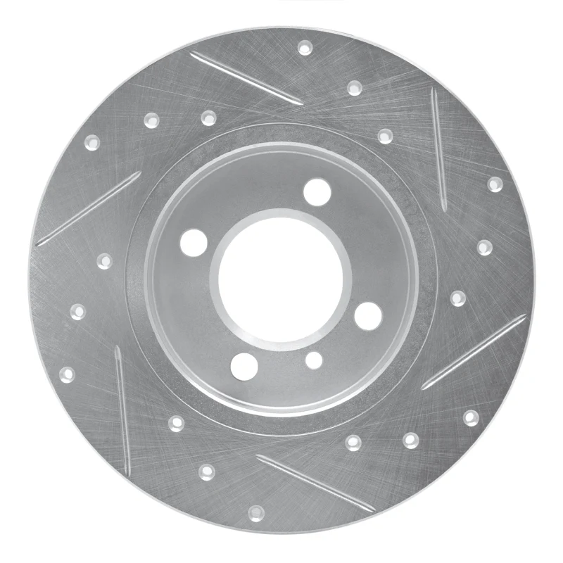 R1 84-85 BMW 318I Front Left Drilled & Slotted Silver Brake Rotor - Image 3