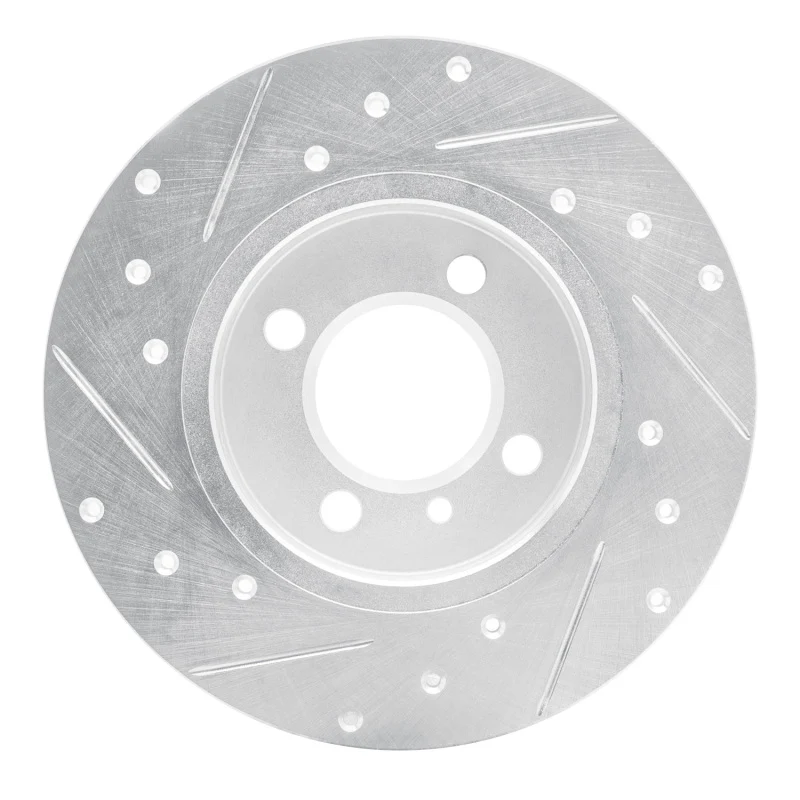 R1 84-85 BMW 318I Front Right Drilled & Slotted Silver Brake Rotor - Image 5
