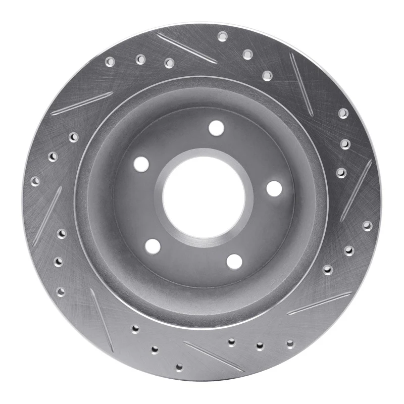 R1 84-87 Chevrolet Corvette Front Left Drilled & Slotted Silver Brake Rotor - Image 3