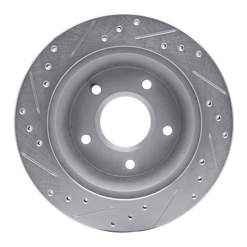 R1 84-87 Chevrolet Corvette Front Right Drilled & Slotted Silver Brake Rotor - Image 2