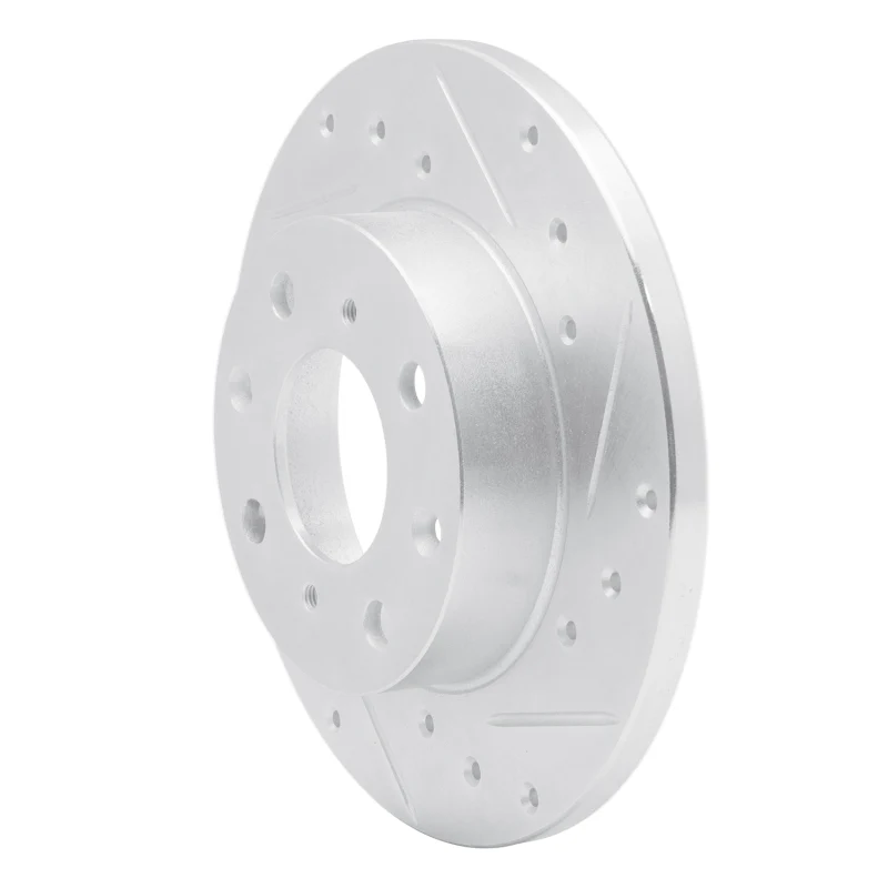 R1 84-87 Honda Civic Front Right Drilled & Slotted Silver Brake Rotor - Image 5
