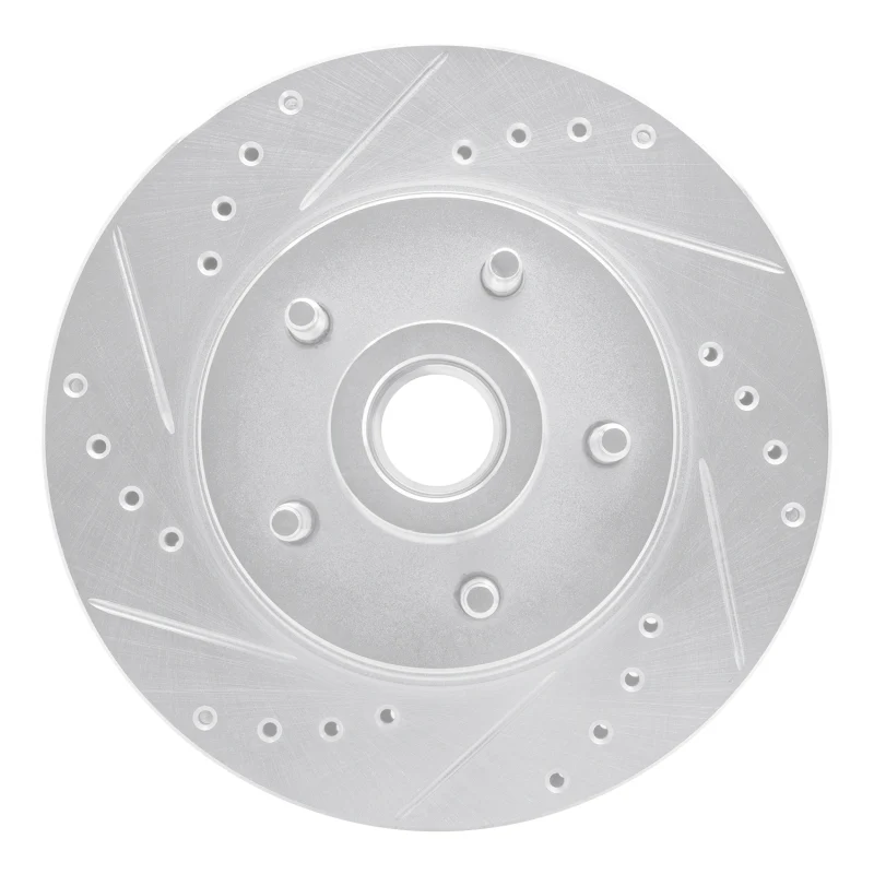R1 84-87 Lincoln Mark VII Front Left Drilled & Slotted Silver Brake Rotor