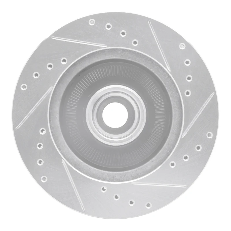 R1 84-87 Lincoln Mark VII Front Left Drilled & Slotted Silver Brake Rotor - Image 3