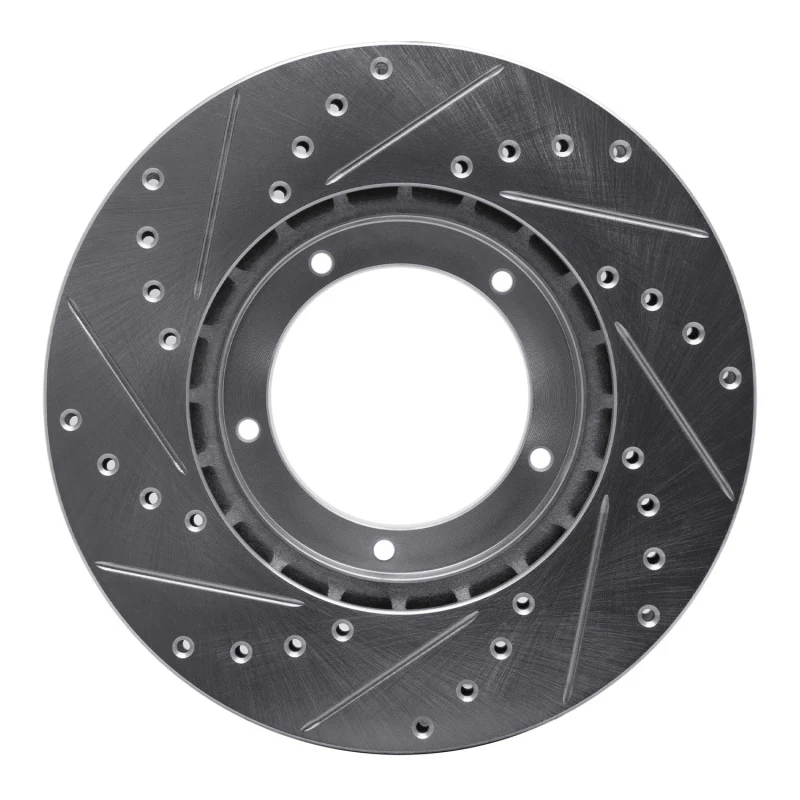 R1 84-89 Porsche 911 Front Right Drilled & Slotted Silver Brake Rotor - Image 2