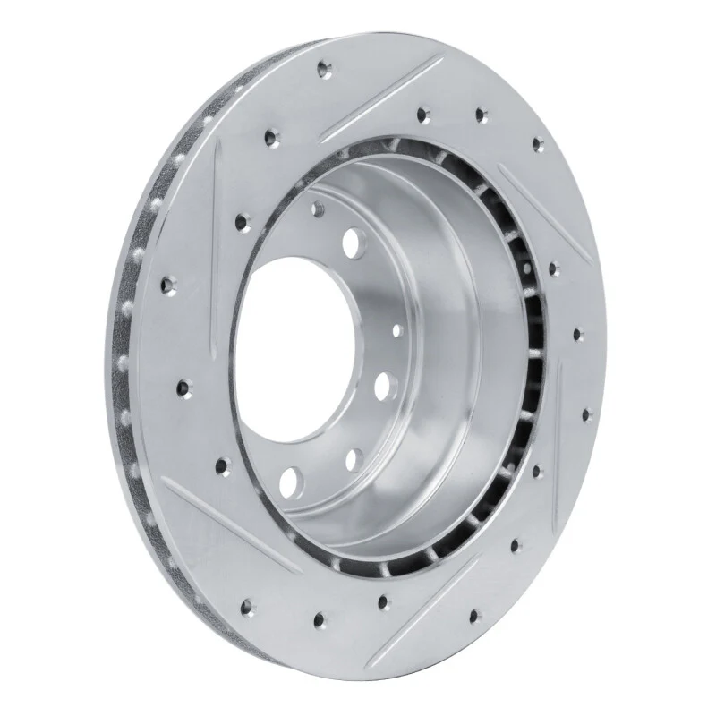 R1 84-89 Porsche 911 Rear Right Drilled & Slotted Silver Brake Rotor - Image 2