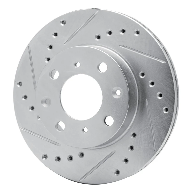 R1 84-90 Honda Accord Sedan Front Left Drilled & Slotted Silver Brake Rotor - Image 4