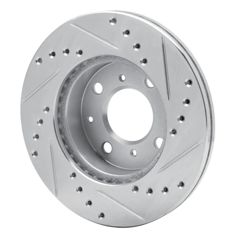 R1 84-90 Honda Accord Sedan Front Left Drilled & Slotted Silver Brake Rotor - Image 5