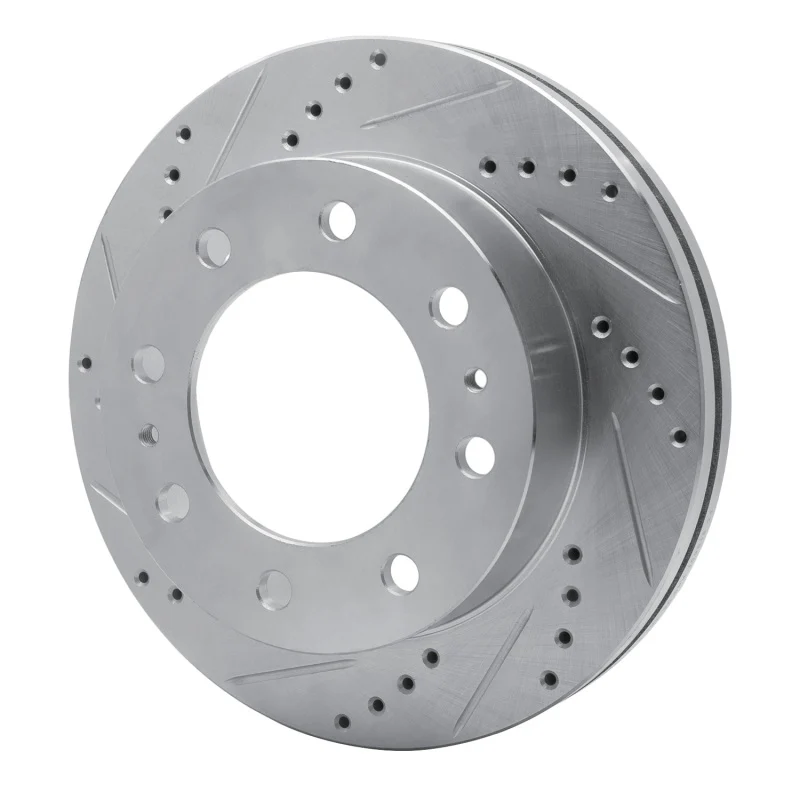 R1 85-89 Chevrolet P30 Front Left Drilled & Slotted Silver Brake Rotor - Image 3