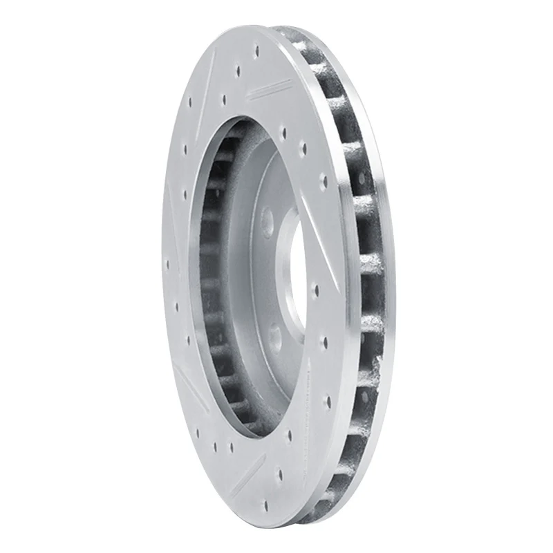 R1 85-89 Dodge ARIES Front Right Drilled & Slotted Silver Brake Rotor - Image 2