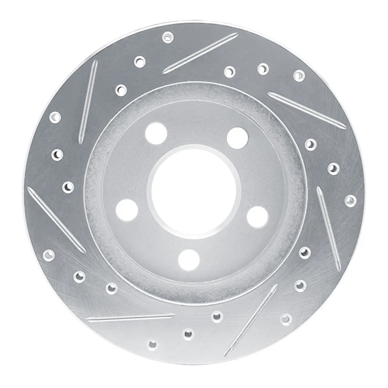 R1 85-89 Dodge ARIES Front Right Drilled & Slotted Silver Brake Rotor - Image 5