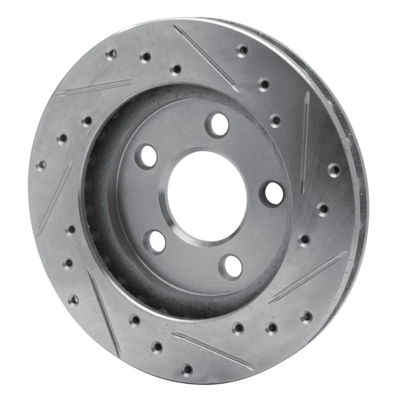 R1 85-89 Dodge SHADOW Front Left Drilled & Slotted Silver Brake Rotor - Image 5