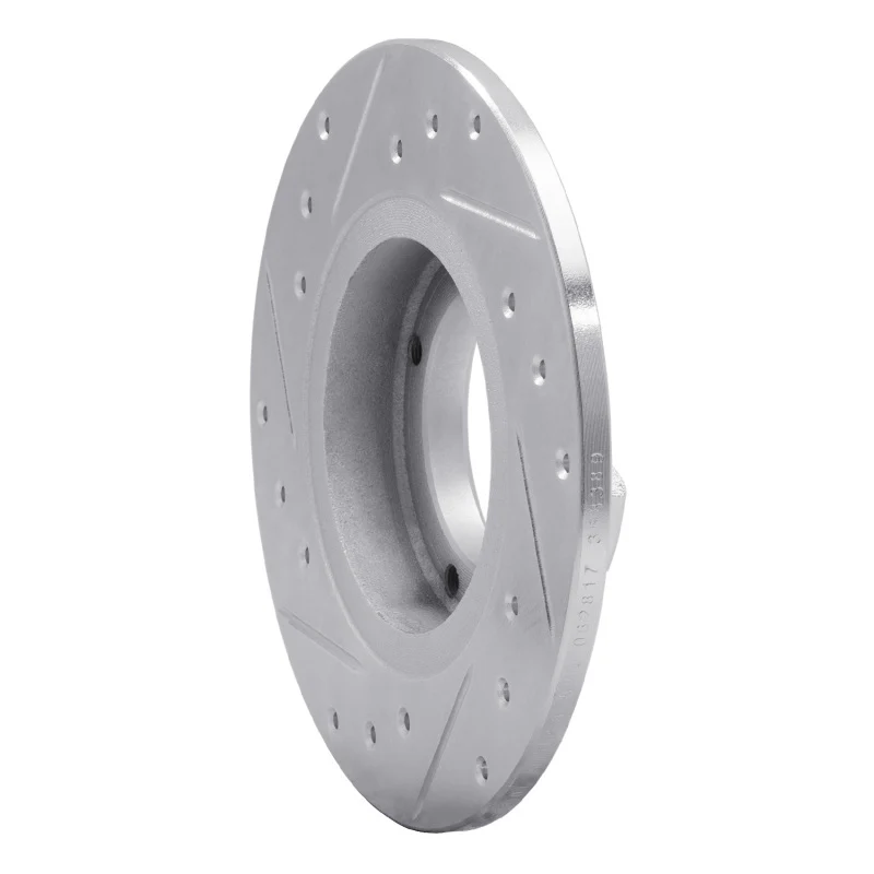 R1 85-91 Subaru GL Rear Right Drilled & Slotted Silver Brake Rotor - Image 2