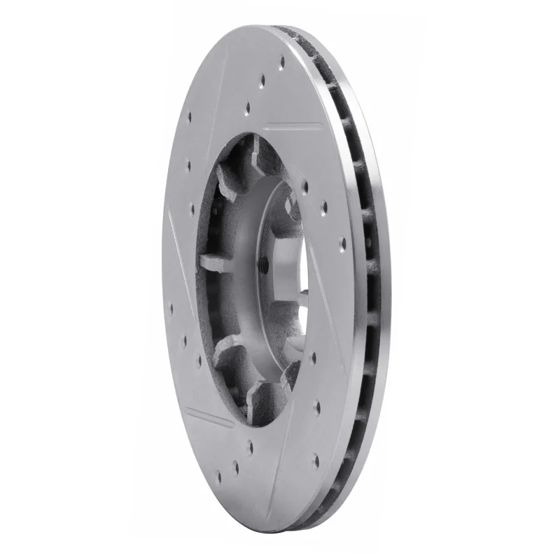 R1 85-94 Subaru GL-10 Front Right Drilled & Slotted Silver Brake Rotor - Image 4