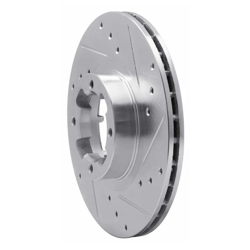 R1 85-94 Subaru GL-10 Front Right Drilled & Slotted Silver Brake Rotor - Image 5
