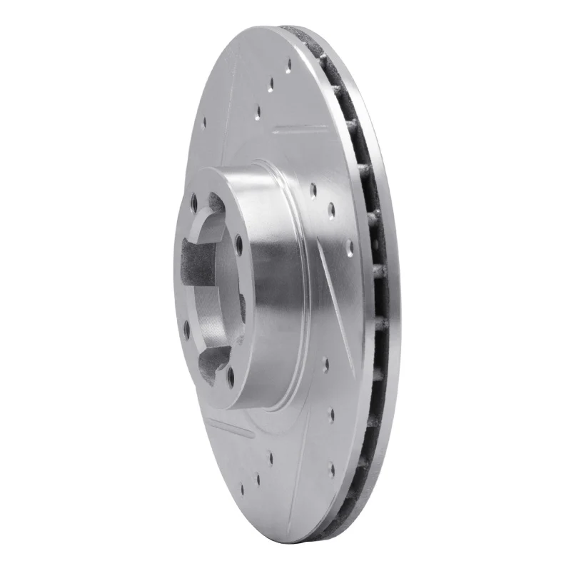 R1 85-94 Subaru RX Front Left Drilled & Slotted Silver Brake Rotor - Image 2
