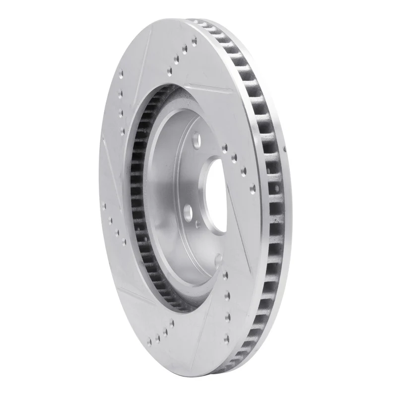 R1 85-97 Dodge B1500 Front Right Drilled & Slotted Silver Brake Rotor - Image 2