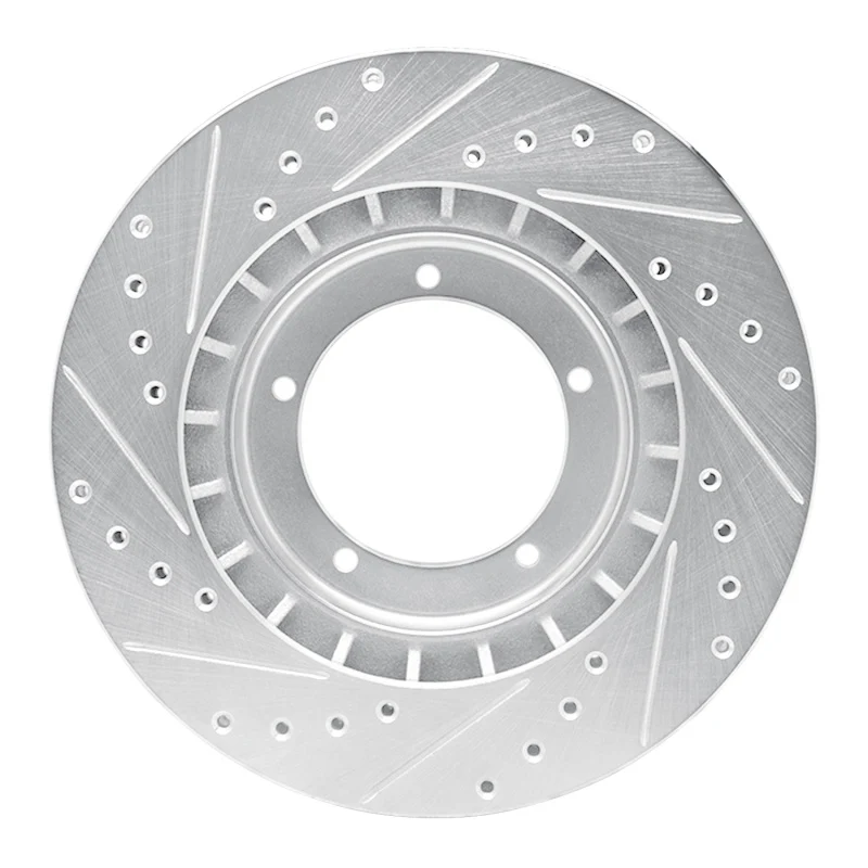 R1 86-86 Porsche 944 Turbo Front Right Drilled & Slotted Silver Brake Rotor - Image 5