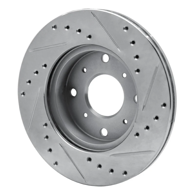 R1 86-87 Acura Legend Front Left Drilled & Slotted Silver Brake Rotor - Image 2