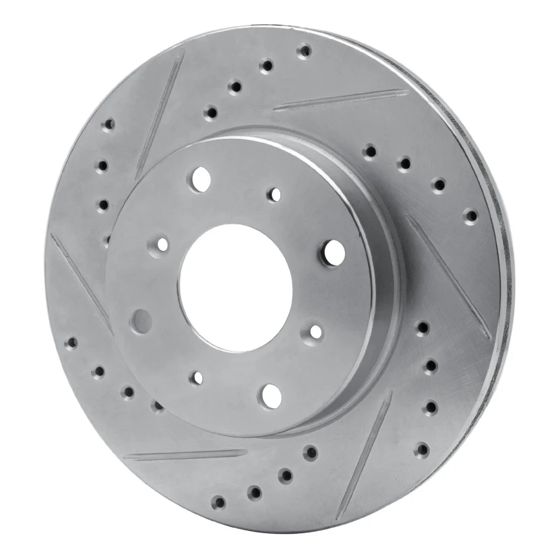 R1 86-87 Acura Legend Front Left Drilled & Slotted Silver Brake Rotor - Image 3