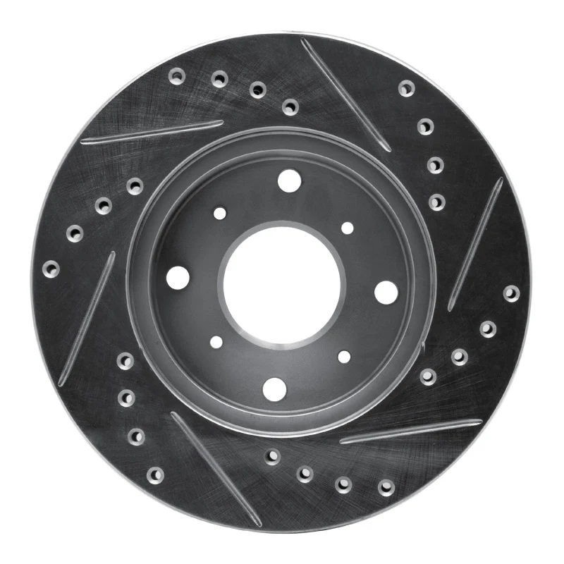 R1 86-87 Acura Legend Front Left Drilled & Slotted Silver Brake Rotor - Image 5