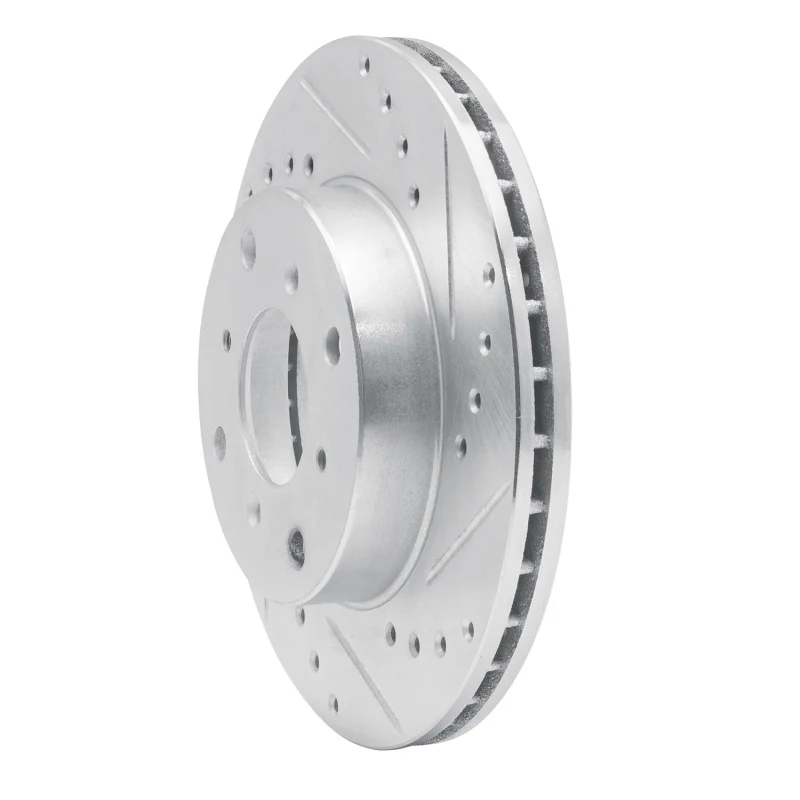 R1 86-87 Acura Legend Front Right Drilled & Slotted Silver Brake Rotor - Image 4