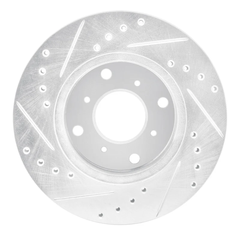 R1 86-87 Acura Legend Front Right Drilled & Slotted Silver Brake Rotor - Image 5