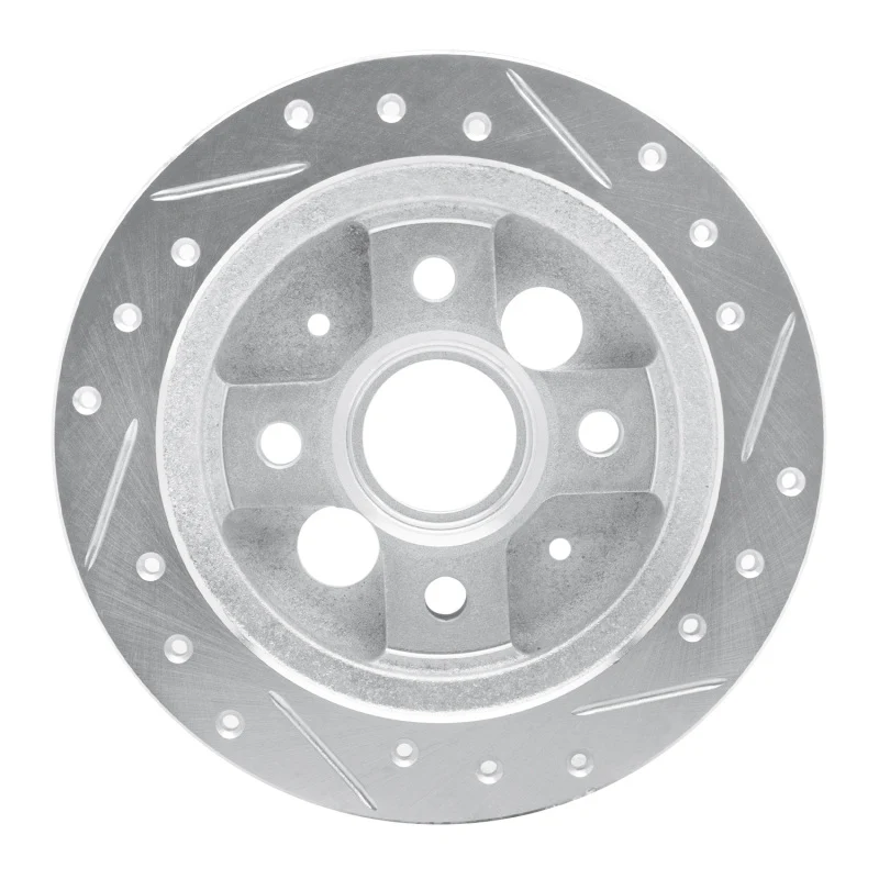 R1 86-89 Acura Integra Rear Left Drilled & Slotted Silver Brake Rotor - Image 5