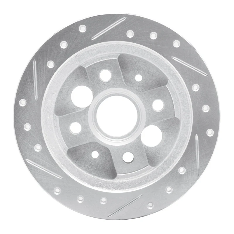 R1 86-89 Acura Integra Rear Right Drilled & Slotted Silver Brake Rotor - Image 2