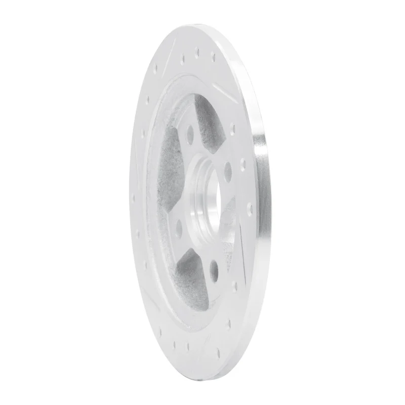 R1 86-89 Acura Integra Rear Right Drilled & Slotted Silver Brake Rotor - Image 5