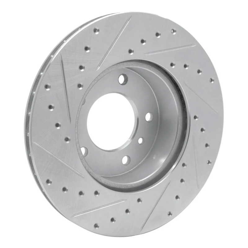 R1 86-89 Jaguar VanDEN PLAS Front Right Drilled & Slotted Silver Brake Rotor - Image 5