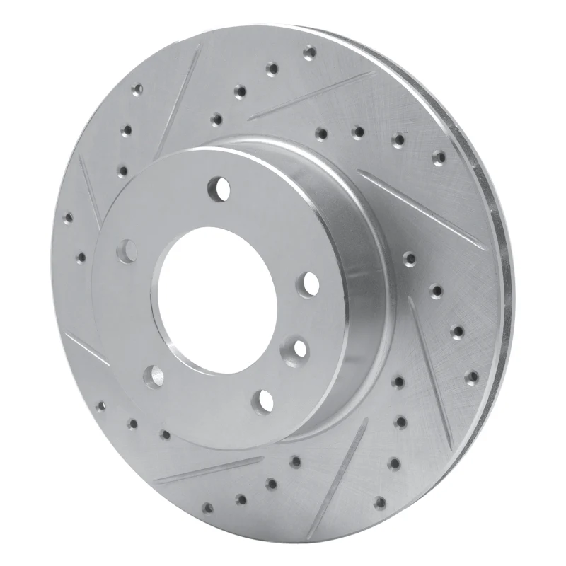 R1 86-89 Jaguar XJ12 Front Left Drilled & Slotted Silver Brake Rotor - Image 2