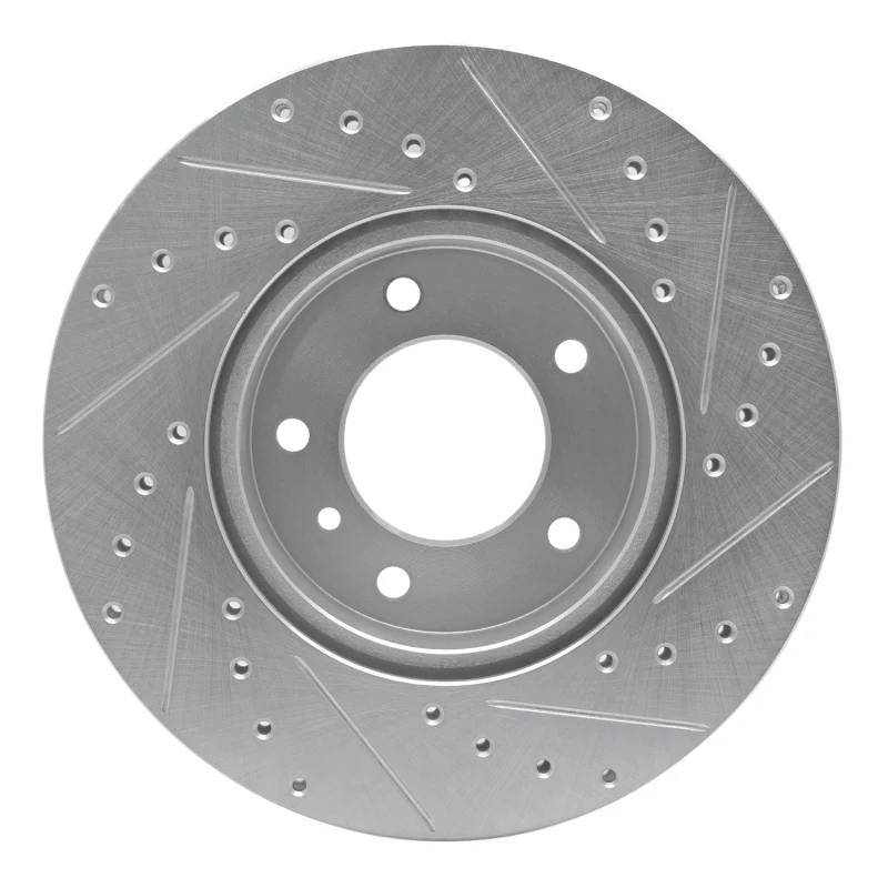 R1 86-89 Jaguar XJ12 Front Left Drilled & Slotted Silver Brake Rotor - Image 4