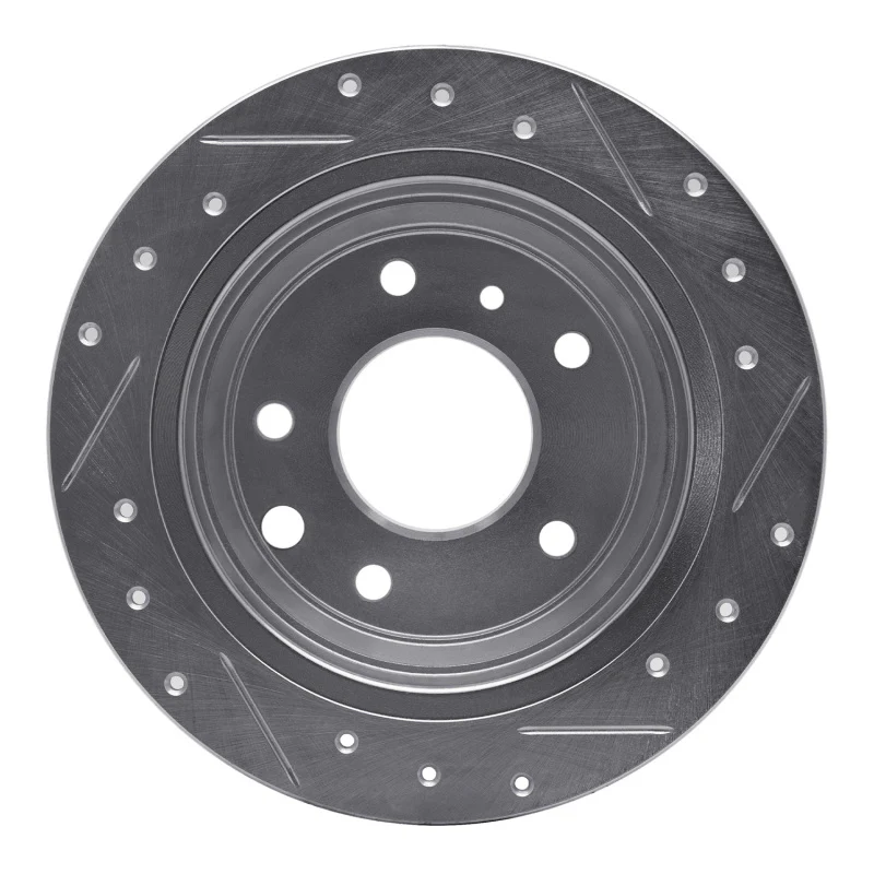 R1 86-89 Jaguar XJ6 Rear Left Drilled & Slotted Silver Brake Rotor - Image 3
