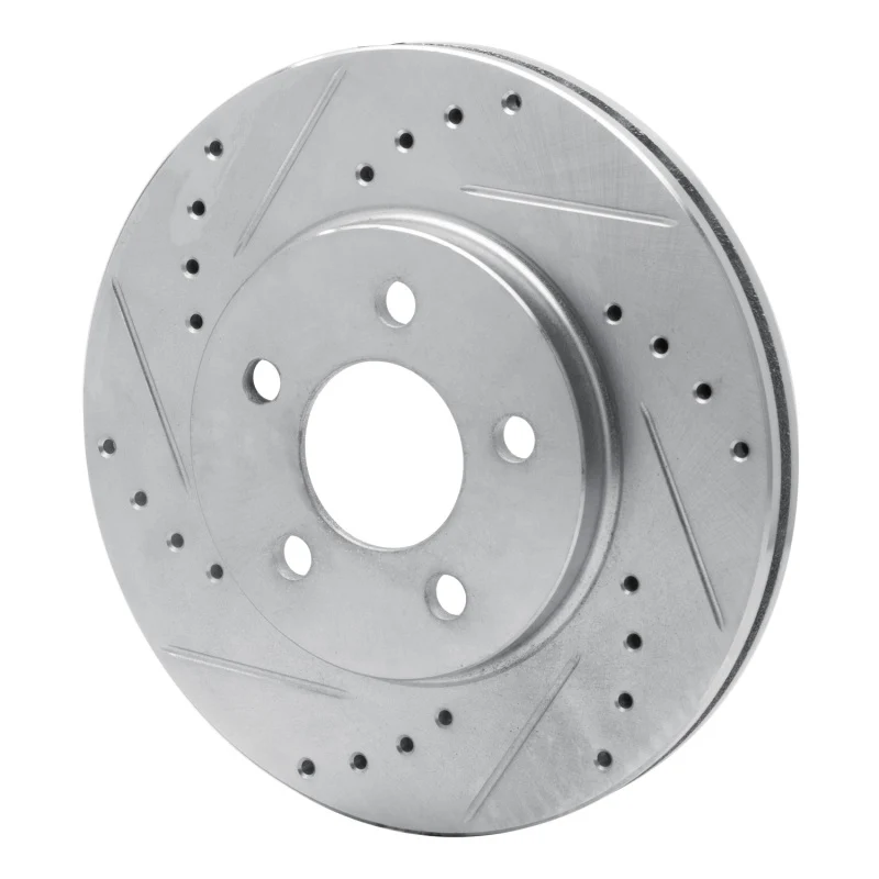 R1 86-90 Chrysler Town & Country Front Left Drilled & Slotted Silver Brake Rotor - Image 2