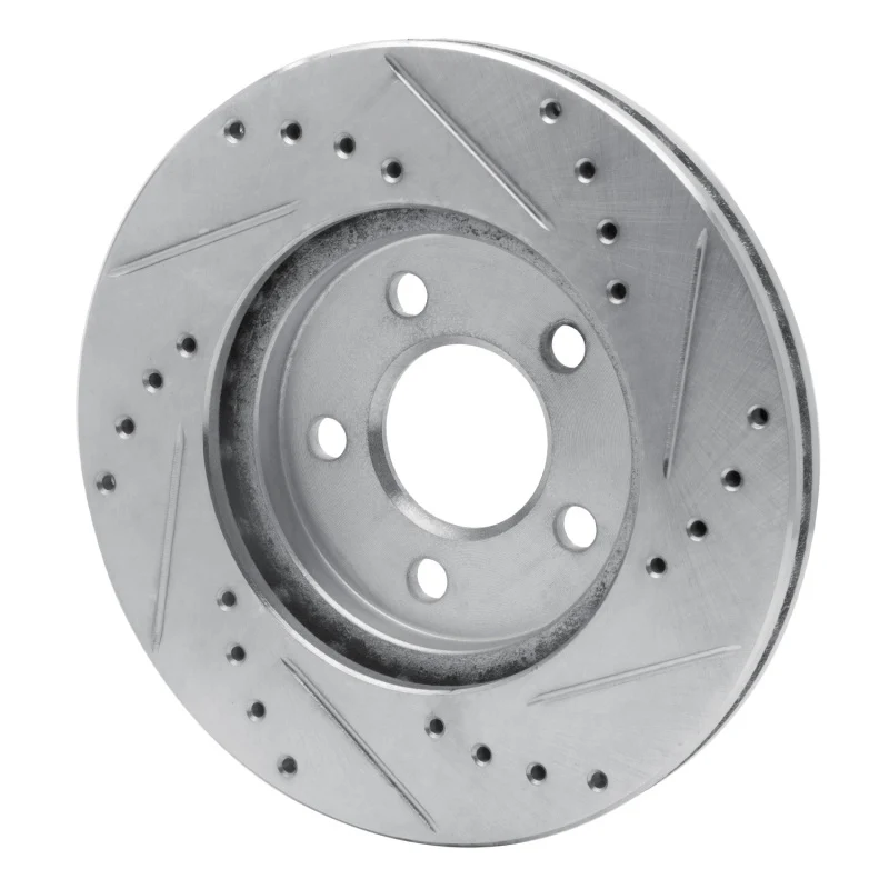 R1 86-90 Chrysler Town & Country Front Left Drilled & Slotted Silver Brake Rotor - Image 3