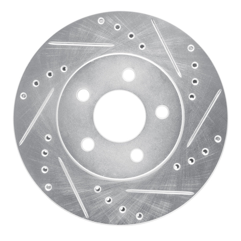R1 86-90 Chrysler Town & Country Front Right Drilled & Slotted Silver Brake Rotor